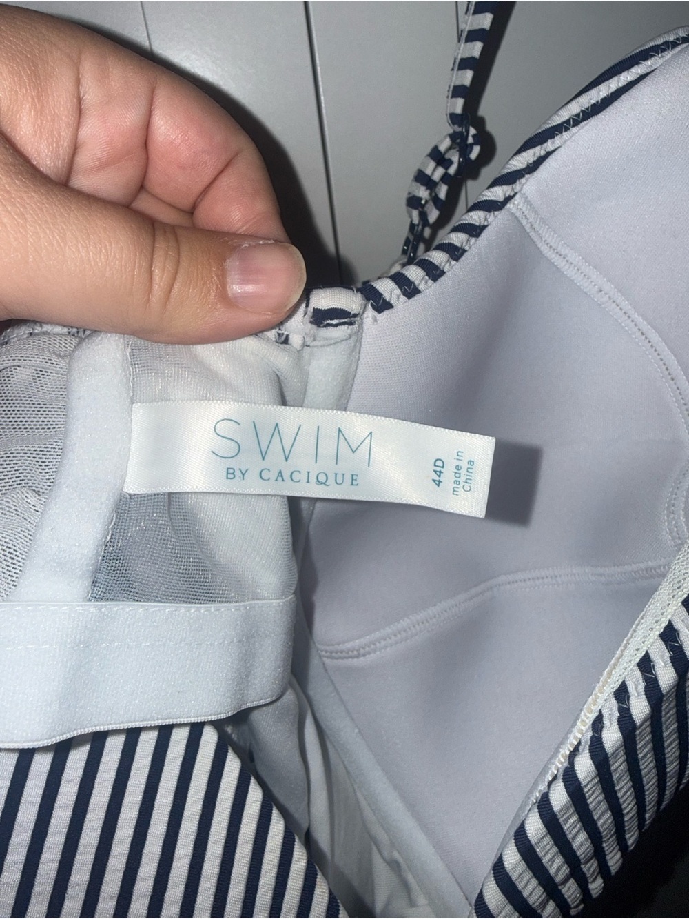Cacique Navy & White Striped Tankini with skort  44D top / 22 bottom - Picture 3 of 10